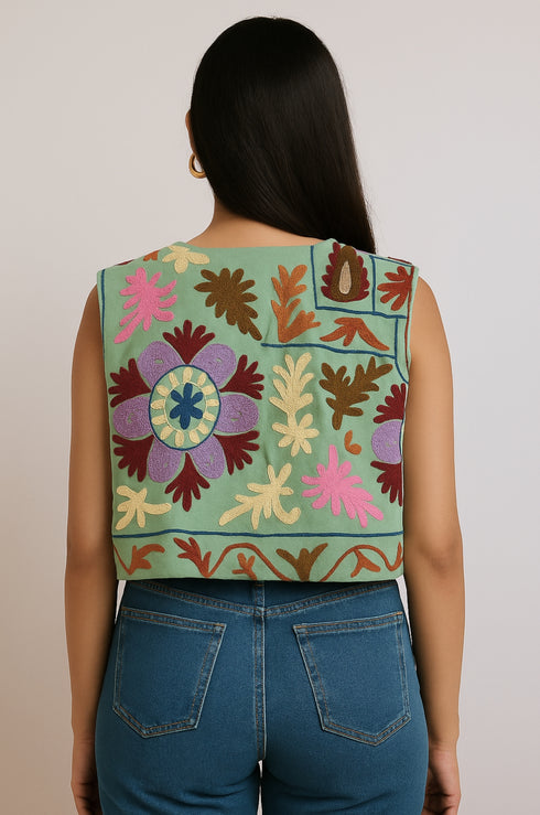 Cotton Sujani Art Embroidered Reversible Jacket